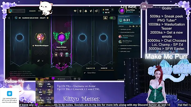 Snapshot of SassyKittyn chatting on March 17, 2025, 7:02 am SassyKittyn online show from March 17, 2025, 7:02 am