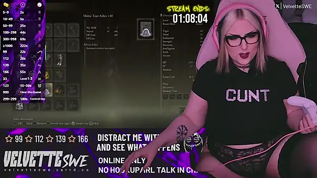 Snapshot of VelvetteSWE chatting on July 7, 2026, 5:27 pm VelvetteSWE online show from July 7, 2026, 5:27 pm